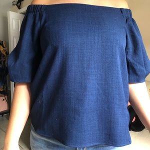 Blue off the shoulder top